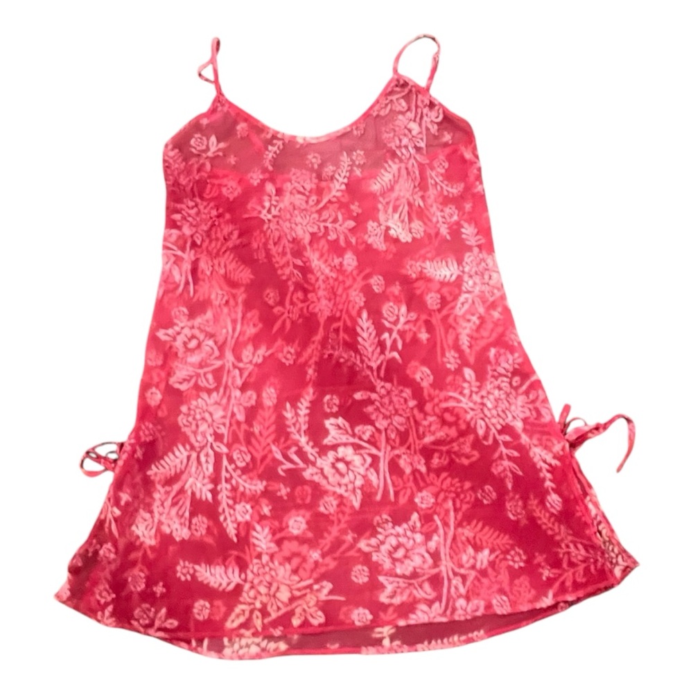 VTG Morgan Taylor Intimates Sleepwear Slip Dress Pink Velvet Burnout Sheer Small